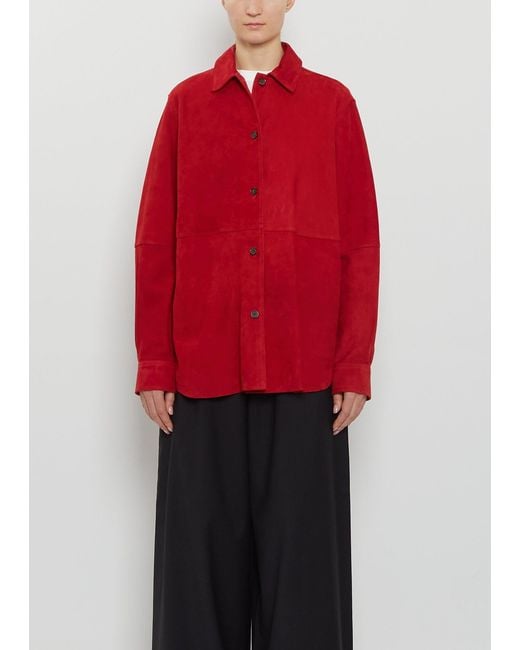 Totême  Red Soft Suede Overshirt