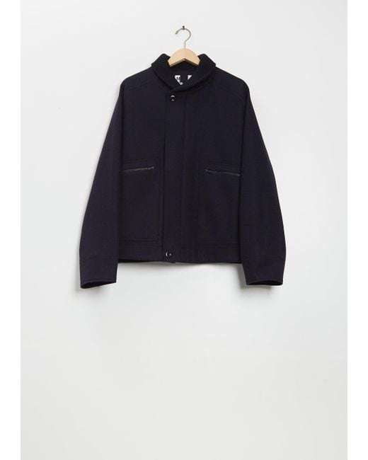 MHL by Margaret Howell Blue Rib Neck Wool Jacket
