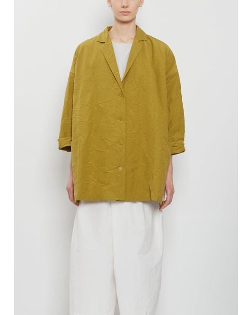 Apuntob Yellow Oversize Crinkled Cotton Jacket