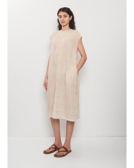 Antipast Natural Embroidery Cotton Blend Tunic Dress