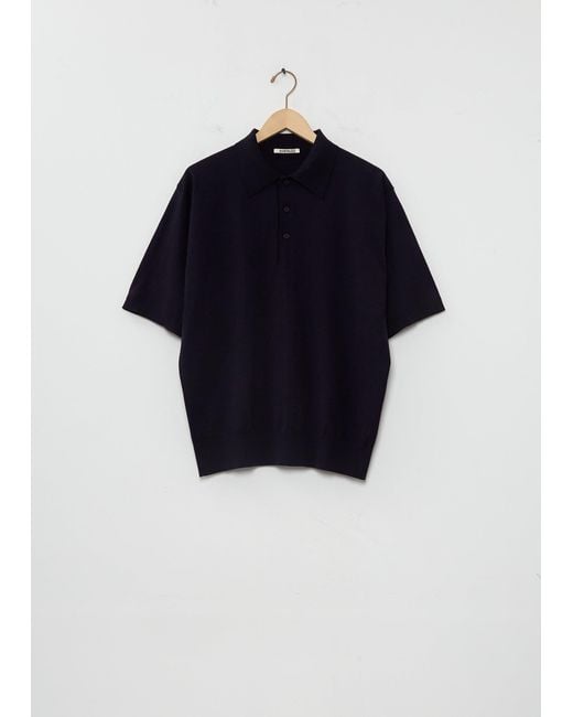 AURALEE Giza High Gauge Knit Polo in Blue | Lyst UK