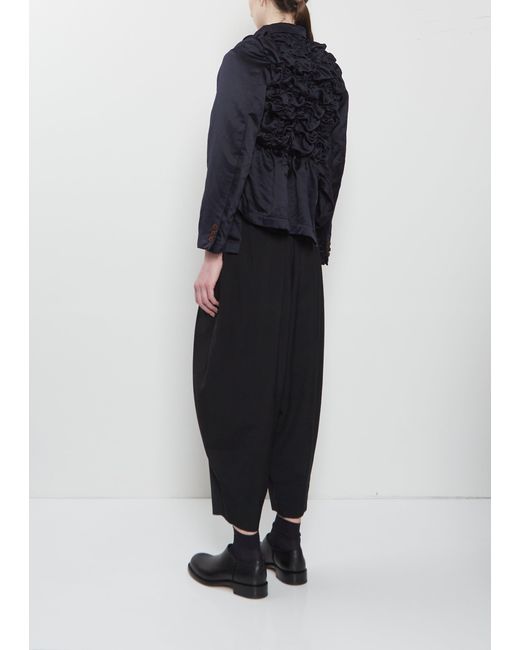 Comme des Garçons Blue Satin Tech Asymmretic Ruched Blazer