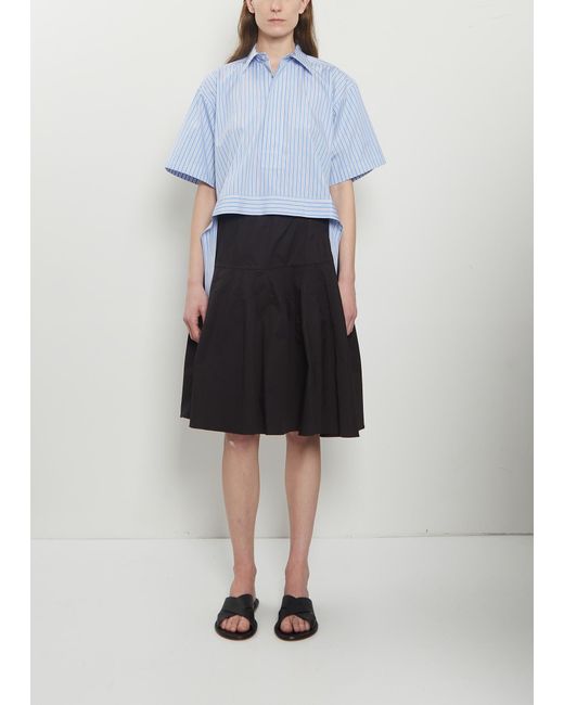 Plan C White Cotton Popeline Skirt