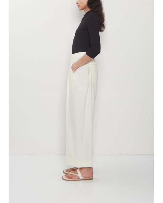 Issey Miyake White Belted Wool Pants