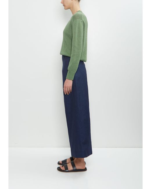 Margaret Howell Blue Wool Linen Flat Front Culotte