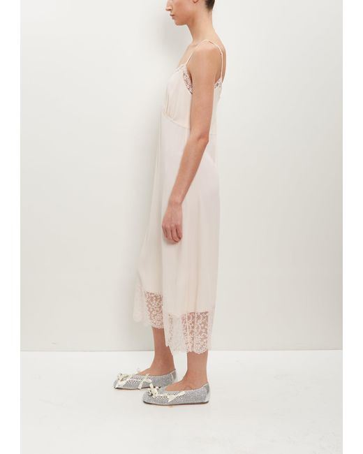 Simone Rocha Natural Slip Dress W/ Deep Lace Trim