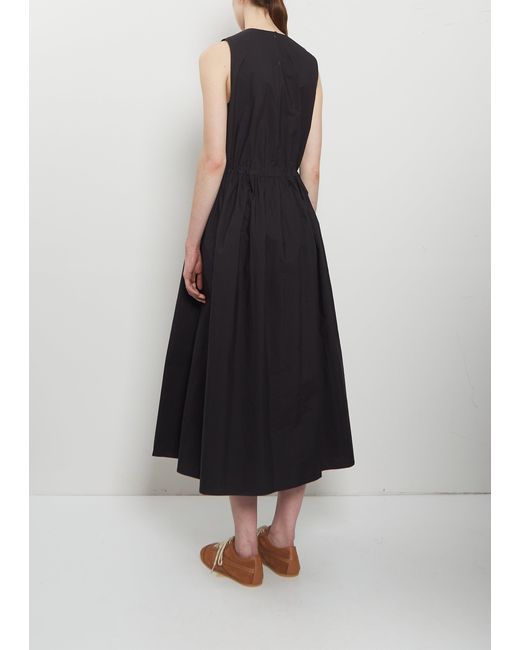 Apuntob Black Cotton Pleated Sleeveless Dress