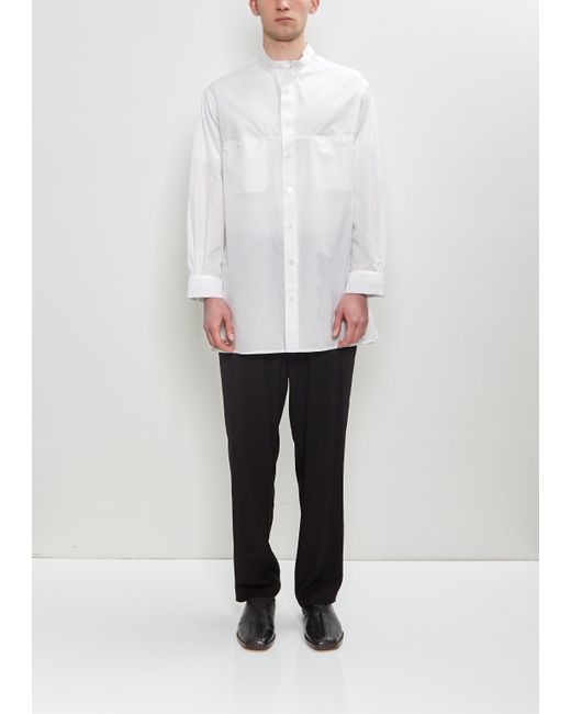 Yohji Yamamoto White Chain Stitch No Collar Shirt