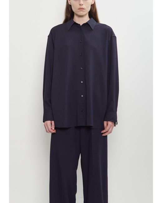 Totême  Blue Classic Viscose Wool Fluid Shirt