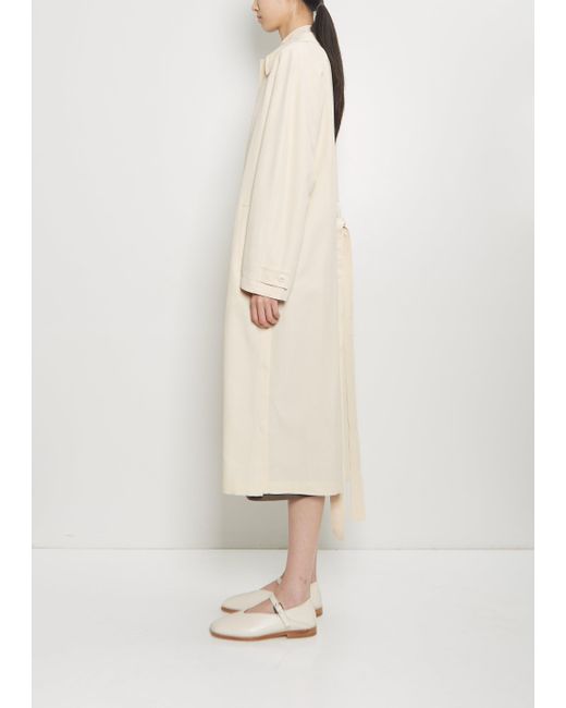 Lemaire Natural Wool Blend Light Slitted Overcoat