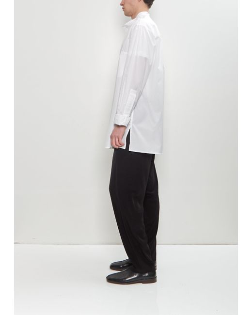 Yohji Yamamoto White Chain Stitch No Collar Shirt