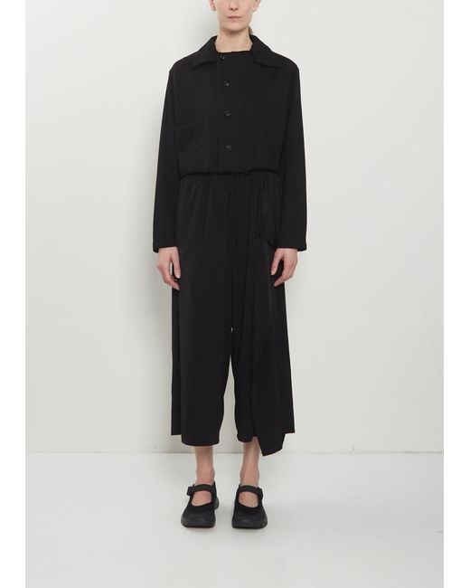 Y's Yohji Yamamoto Black Drape Crepe Pants