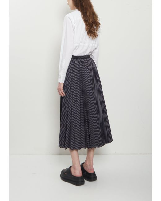 Sacai White Pleated Cotton Poplin Skirt