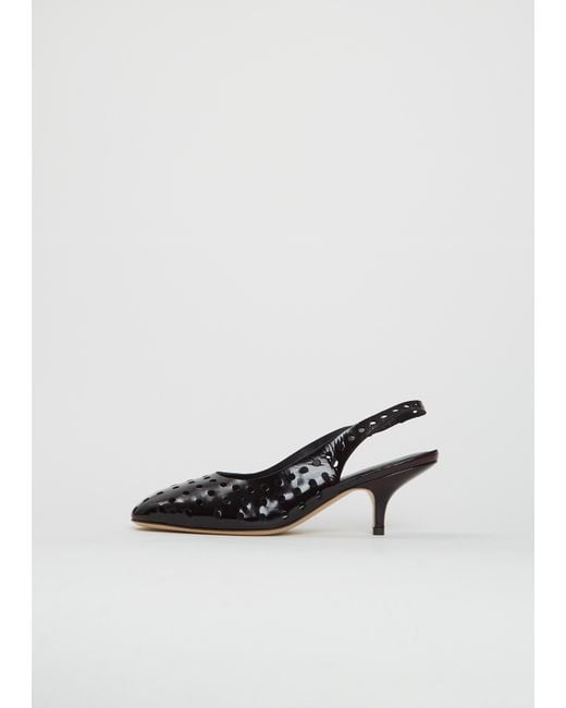 Dries Van Noten White Perforated Leather Slingback Heels