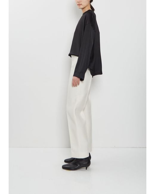 Totême  White Evening Wool Silk Trousers