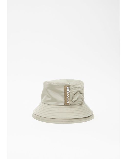 Sacai White Pocket Double Brim Hat - Light Khaki