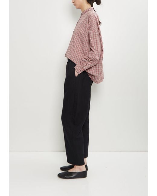 Apuntob Black Linen Wool Wide Pull On Pant