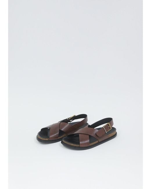 The Row White Buckle Leather Sandal