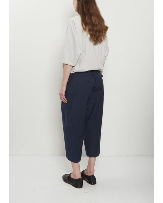 Apuntob Blue Technical Poplin Cropped Wide Pant
