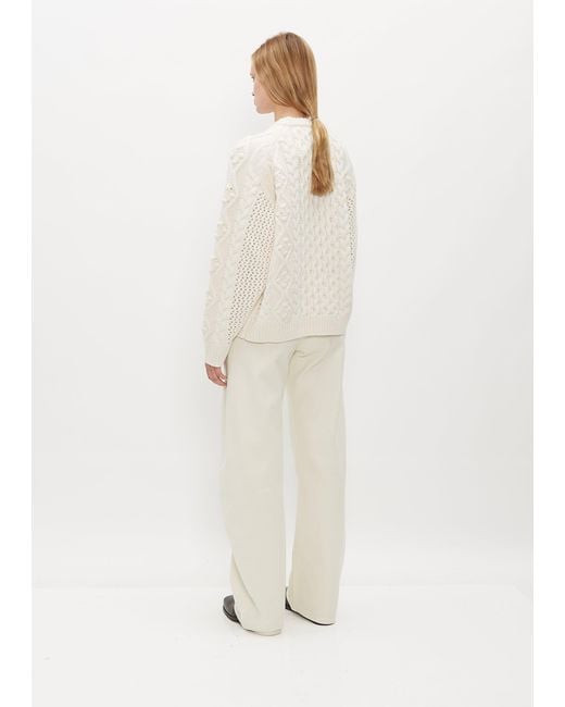 Loulou Studio White Secas Merino Wool Cable Knit Sweater