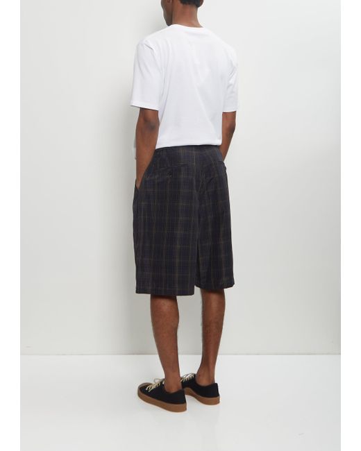 Comme des Garçons White Linen Blend Check Shorts