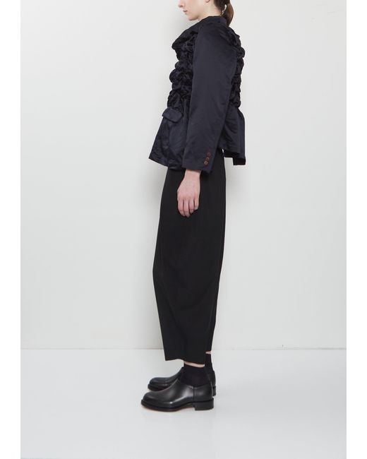 Comme des Garçons Blue Satin Tech Asymmretic Ruched Blazer