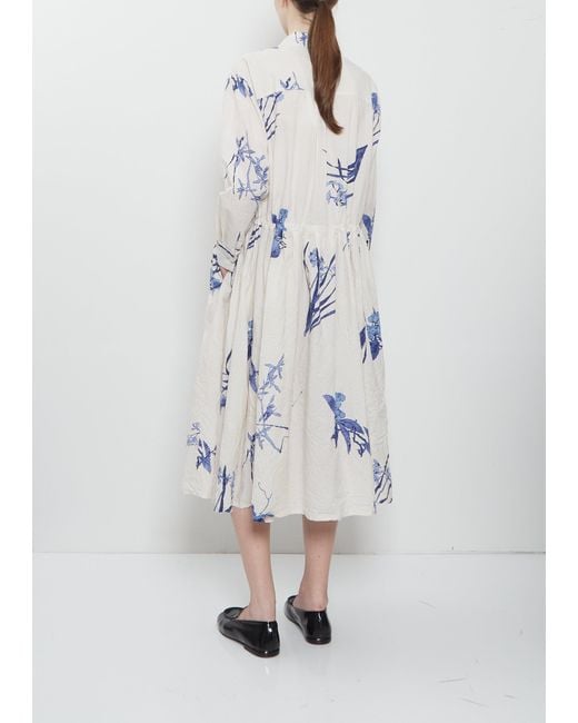 Pas De Calais White Japonism Flower Print Dress