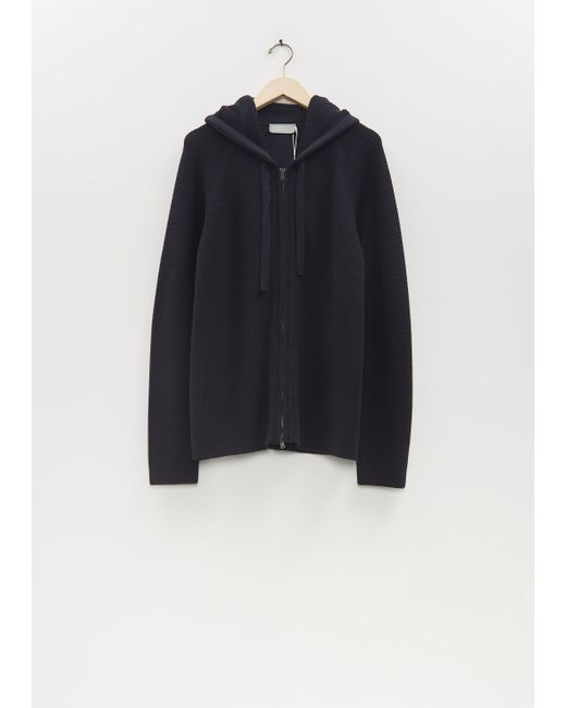 Margaret Howell Blue Merino Wool Zip Through Hoodie