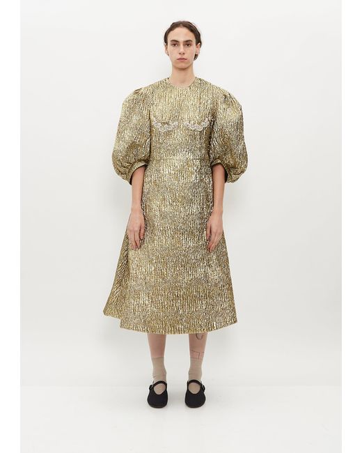 Simone Rocha Natural Puff Sleeve Fitted Dress