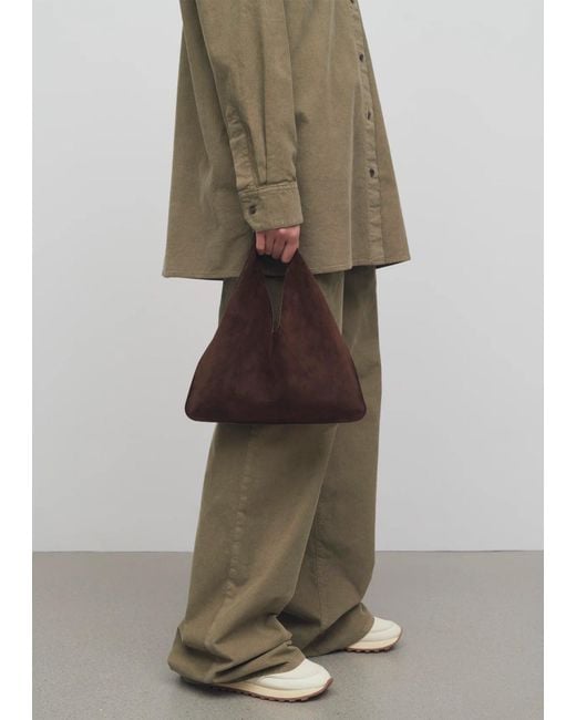 THE ROW (ザ・ロウ) Small Bindle スエードバッグ Brown Bindle Small suede tote bag in brown - The Row | Mytheresa