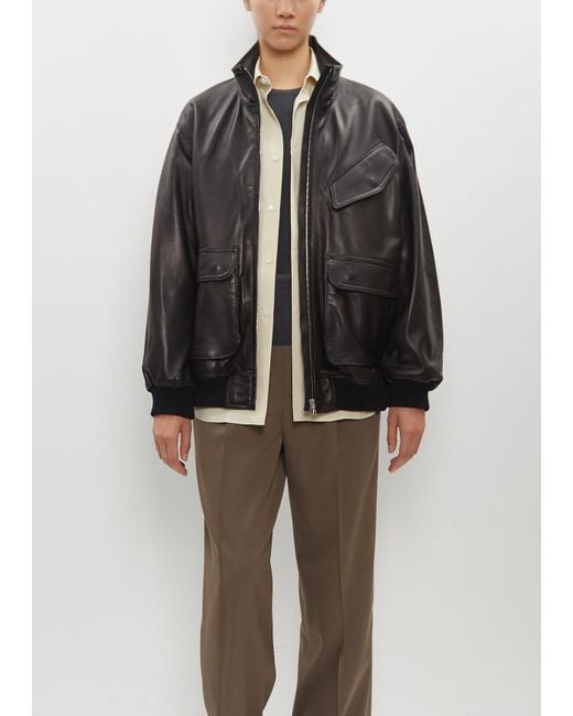 AURALEE Lamb Leather Zip Blouson in Black | Lyst AURALEE Lamb Leather Zip Blouson in Black | Lyst