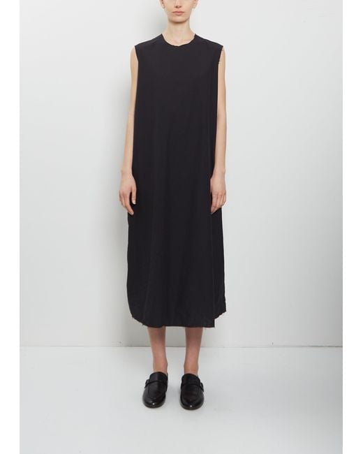 Scha Black Sleeve Scarf Paper Cotton Sleeveless Dress
