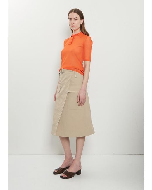 Plan C Orange Intarsia Cotton Polo Shirt