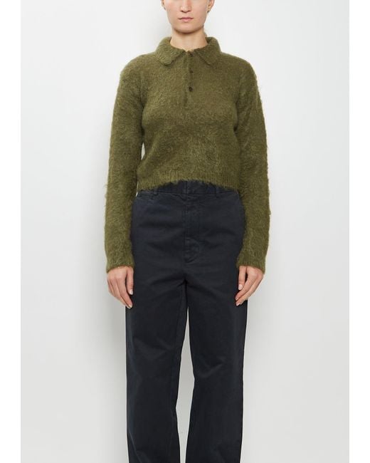 AURALEE Brushed Mohair Knit Polo in Blue | Lyst