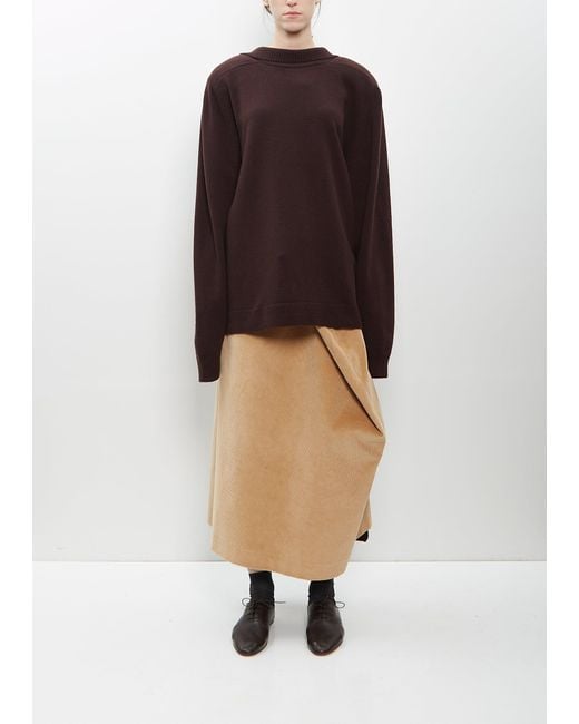 Marie Adam-Leenaerdt White Cotton Corduroy Straight Skirt