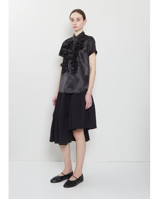 Comme des Garçons Black Rosette Taffeta Short Sleeve Blouse