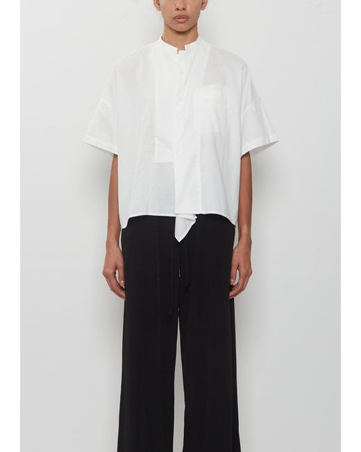 Y's Yohji Yamamoto White Drape Detail Box Shirt