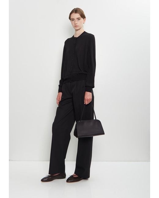 The Row Black Peggy Saddle Leather Clutch