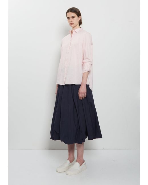 Apuntob White Pinstripe Cotton Silk Mini Collar Shirt