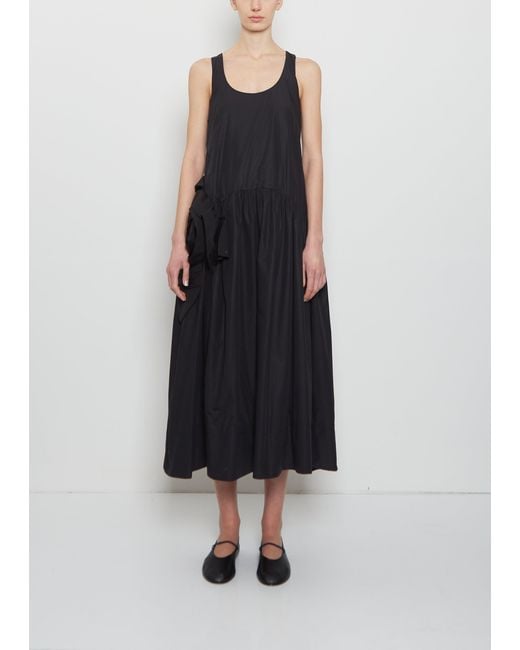 Simone Rocha Black Pressed Rosette Cotton Flounce Dress