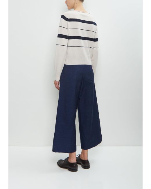 Margaret Howell Blue Cashmere Cotton Roll Edge Jumper