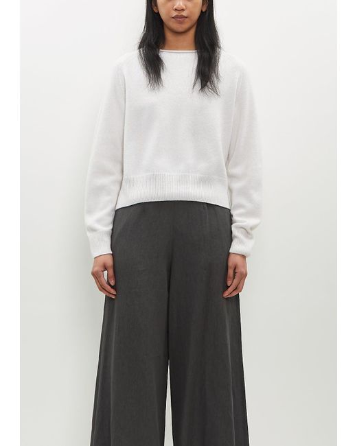Margaret Howell White Rolled Edge Cashmere-cotton Jumper