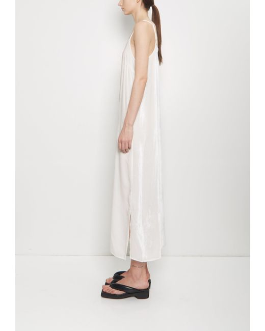 Comoli White Silk Velour Slip Dress