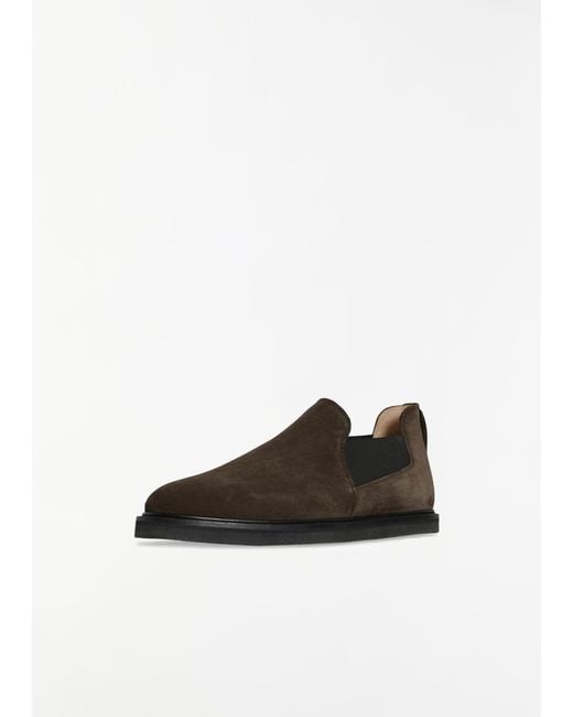The Row Men White Parker Suede Slip On
