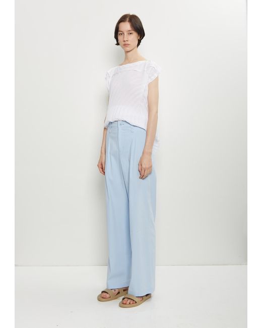 Issey Miyake White Washi Paper Wide Leg Pants
