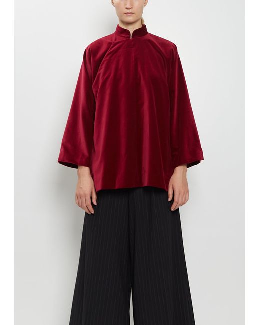 Comme des Garçons Red Asymmetric Cotton Velvet Jacket