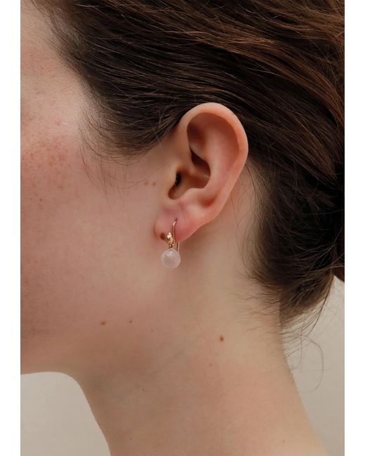 MIRIAM STELLA White Pink Quartz Facetted Sphere Earrings