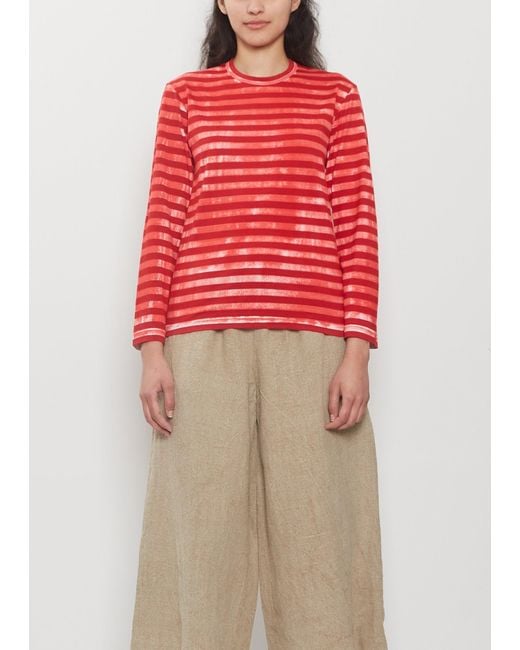 Comme des Garçons Red Cotton Jersey Long Sleeve Tee