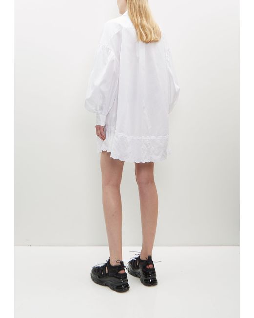 Simone Rocha White Signature Sleeve Short Shirt Dress W/ Trim
