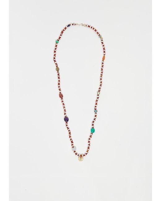 Ileana Makri White Brown Agate Stripe Beaded Necklace 50 75cm